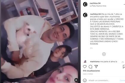 En las redes sociales, la familia salió a tranquilizar a la gente que se preocupó por Mía
