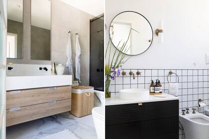 En los baños se extiende el estilo sereno y definido