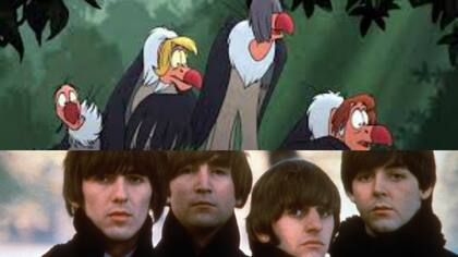 En los buitres de El libro de la selva, hay un pequeño homenaje a los Beatles