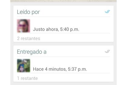 En los grupos, ahora es posible saber a quién le llegó y quién leyó un mensaje