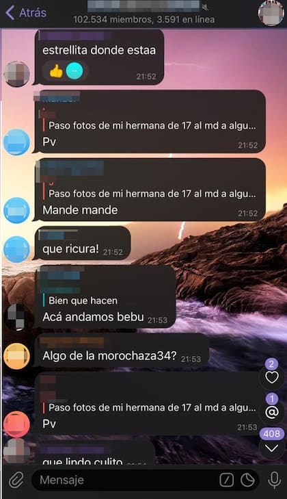 En los grupos suelen compartir fotos robadas de redes sociales, pero también material que es tomado sin consentimiento por ejemplo, cuando la persona duerme