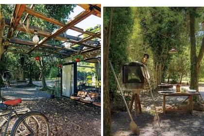 En los tiempos muertos de la obra, Alejo construyó un horno de barro.