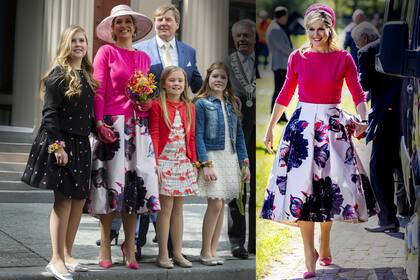 En mayo de este año, durante su visita a Lopikerwaard y Vijfheerenlanden, en la provincia de Utrecht, Máxima recuperó la falda con estampa floral de Natan que estrenó durante los festejos del Día del Rey, el 27 de abril de 2016.