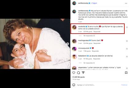 En mayo, el actor despidió a su abuela en las redes y su pareja lo acompañó incondicionalmente (Foto: Instagram @santikorovsky)