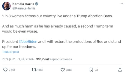 En medio de la campaña electoral, la vicepresidenta de Estados Unidos apuntó contra Trump por el tema aborto