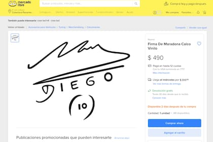 En Mercado Libre se pueden encontrar calcomanías con el autógrafo del 10 a $490