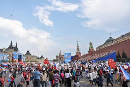 En Moscú, el desfile llegó hasta la Plaza Roja y tuvo otras versiones en distintos puntos de Rusia y también en otros países