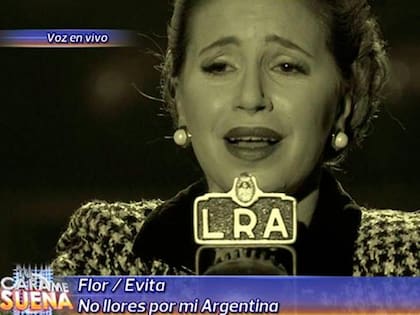 En noviembre de 2014, Florencia Peña se caracterizó como Evita en el programa "Tu cara me suena", de Telefe, para cantar No llores por mí Argentina. "Es muy difícil hacer de Evita. Es un ícono de la Argentina, más allá del partido político, fue una mujer muy importante para el mundo", dijo emocionada.