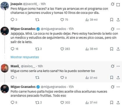 En noviembre de 2025, Migue Granados contó cómo comenzó la dieta estricta