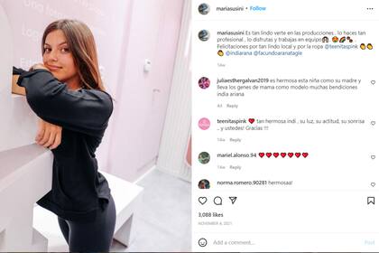 En noviembre, María Susini le dedicó este tierno posteo a Indiana tras su debut como modelo