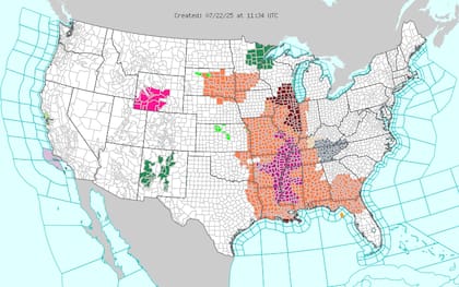En Oklahoma y Missouri las temperaturas mínimas no bajarán de 75°F (24°C), creando condiciones peligrosas al impedir la recuperación corporal nocturna tras jornadas extremas