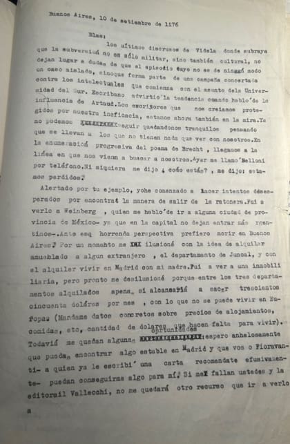 En plena dictadura, Sebreli le escribió cartas sobre la situación política del pais a su amigo a Blas Matamoro