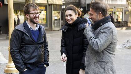 En pleno trabajo en la calle Rivadavia