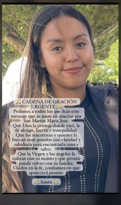 En redes sociales circularon mensajes con cadenas de oración para María José San Martín