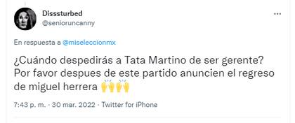 En redes sociales pidieron la renuncia de Gerardo "Tata" Martino (Crédito: Twitter)
