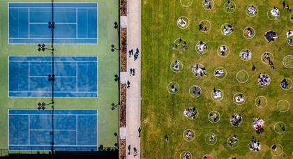 La Ciudad de San Francisco, en los Estados Unidos, ordenó esta semana que se pinten círculos sobre el césped del Dolores Park