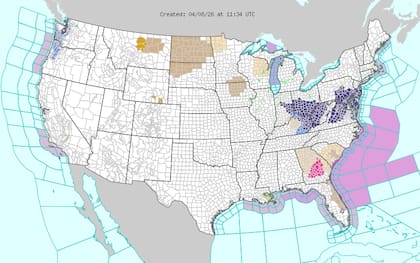 En sectores del norte del estado de Nueva York, las acumulaciones de nieve se ubicarán entre una y tres pulgadas (2,5 a 7,6 cm)