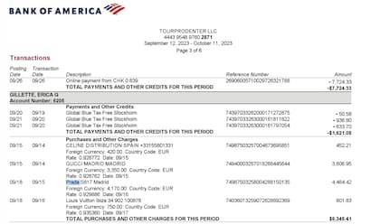 En septiembre de 2023, la mujer de Faroni compró en Gucci, Prada y Louis Vuitton