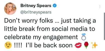 En septiembre del año 2021, Britney Spears también desapareció de Instagram y reveló las razones de su decisión, a raíz del compromiso con Sam Asghari