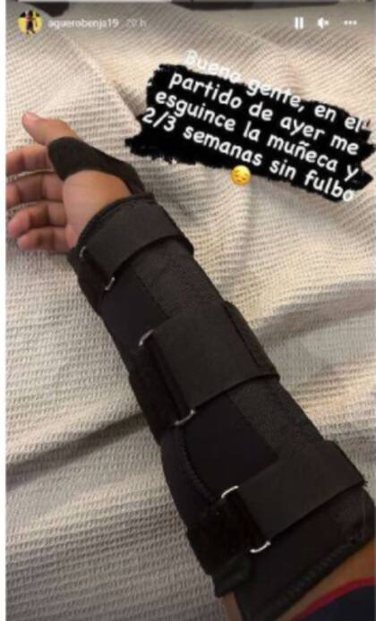 En su cuenta de Instagram, Benjamín Agüero confirmó la lesión
Foto: captura de pantalla