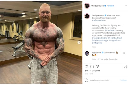 En su cuenta de Instagram, se puede verse al islandés que exhibe un cuerpo con los músculos marcados