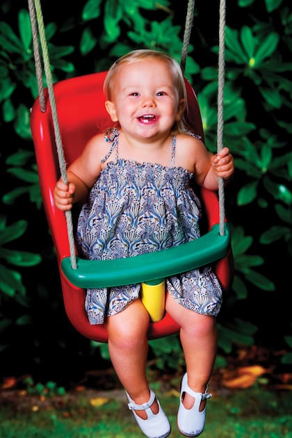 En su hamaca favorita, con apenas un año.