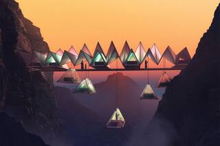 Cómo son las carpas flotantes suspendidas entre montañas en la que podrás dormir entre las nubes