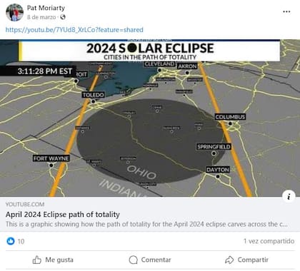 En su página de Facebook el docente comparte información sobre eclipses