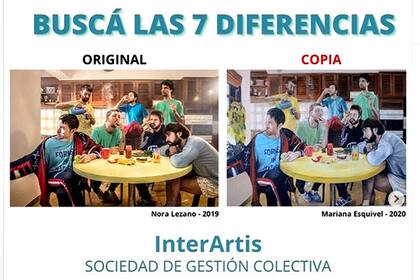 El año pasado, la fotógrafa Nora Lezano denunció plagio con un juego de las "7 diferencias" entre su fotografía y la pintura que la "copia"