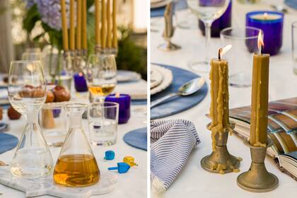 En su versión de la mesa festiva, la estilista combinó los tradicionales candelabros con velas de Bohemia Velas.