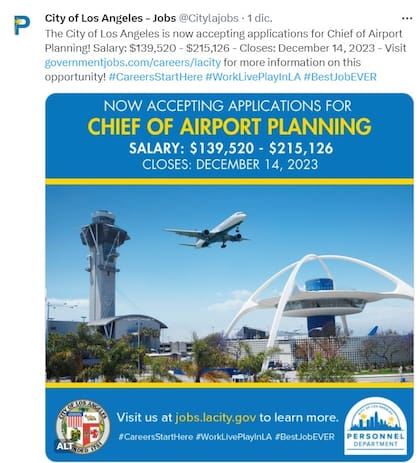 En sus redes sociales también publican las vacantes de la ciudad de Los Ángeles