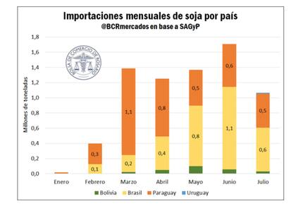 En tan solo siete meses la Argentina superó el récord anual histórico de importaciones de soja