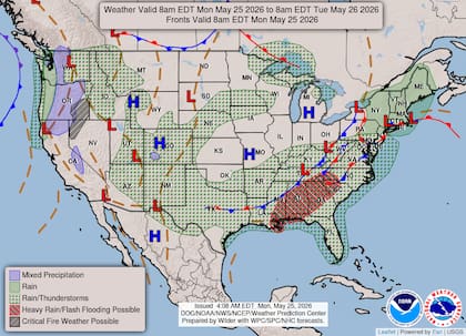 En Texas y Louisiana, la persistente humedad tropical amenaza con generar inundaciones repentinas en zonas que ya sufrieron fuertes lluvias la semana pasada