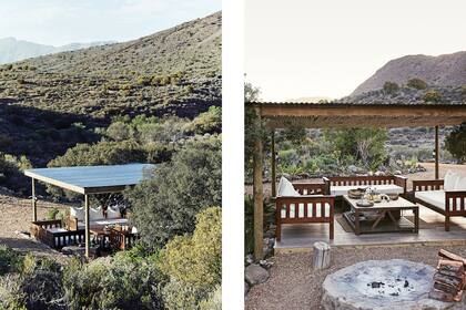 Distintas situaciones de estar proponen una circulación dinámica a través del lote y su entorno. El living junto al fogón es el spot perfecto para esperar un nuevo atardecer.