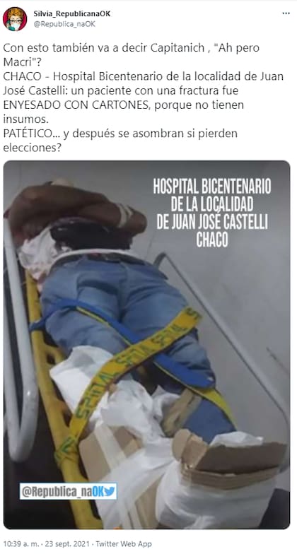 En Twitter, los usuarios apuntaron contra el Gobernador de Chaco por tener hospitales sin insumos como para atender una fractura