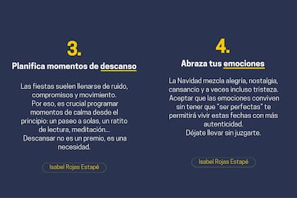 En último lugar, la psicóloga mencionó el descanso y la expresión de las emociones