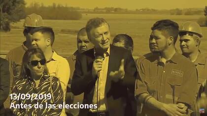 En un acto de Alberto Fernández pasaron video institucional con imágenes de Macri