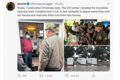 En un tuit, Arnold Schwarenegger contó los pormenores de su donación navideña
