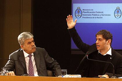Axel Kicillof y Julio De Vido, en 2012, anuncian un recorte de los subsidios al gas y a la electricidad