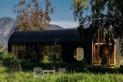 En verano, el paisaje es bastante desértico y en el invierno y primavera brotan metros de la mal llamada "maleza". "Yo no la corto, me gusta que crezca naturalmente, que dé flores silvestres y genere ese paisaje inesperado". Sillas de exterior vintage.