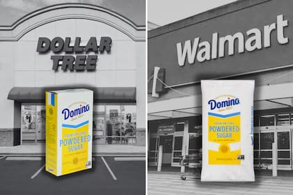 En Walmart, el costo por libra del azúcar en polvo es el doble que en Dollar Tree, lo que atrae a compradores