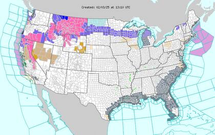 En Wisconsin, la nevada más intensa se registró entre Merrill y Sturgeon Bay, con acumulaciones de hasta 4 centímetros por hora en algunos sectores