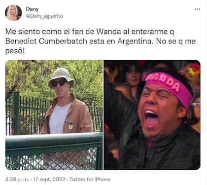 Encontraron a Benedict Cumberbatch de paseo por Buenos Aires y los usuarios reaccionaron con memes (Foto: Captura de Twitter)