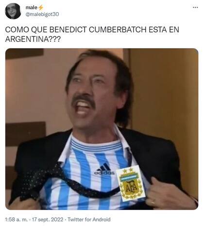 Encontraron a Benedict Cumberbatch de paseo por Buenos Aires y los usuarios reaccionaron con memes (Foto: Captura de Twitter)