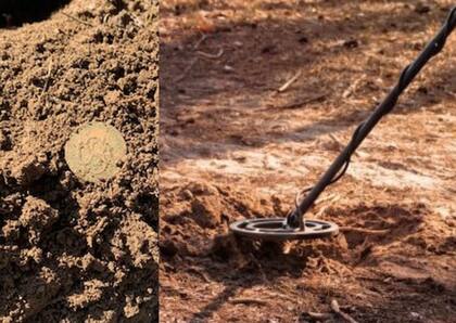 Encontró una valiosa moneda con su detector de metales