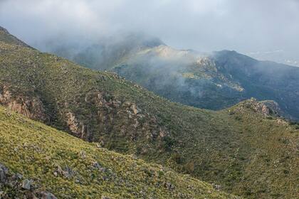 Encuentre la fila de remeras verdes en las cierras de Huerta Grande