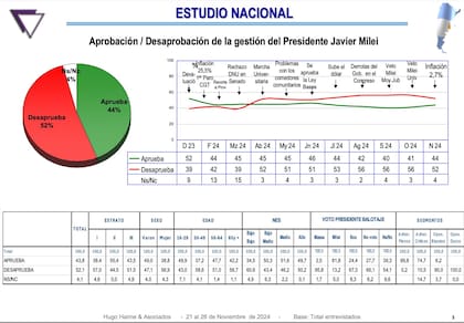 Encuesta sobre la gestión del presidente Javier Milei