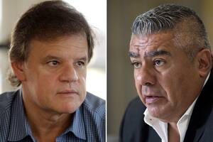 Enrique Sacco, máximo responsable de TNT Sports, y Claudio Tapia, presidente de AFA; La negociación entre ambas partes no se resuelve y eso abriría las puertas a un nuevo jugador en la TV del fútbol: Amazon Prime Video, que transmitiría por streaming.