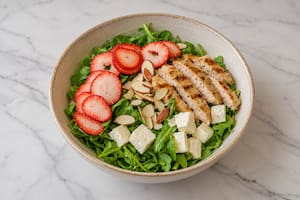 Ensalada de pollo y frutillas