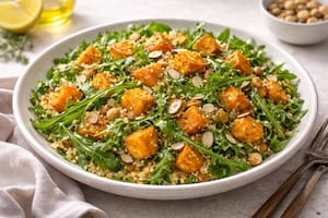 Ensalada tibia de quinoa, calabaza y almendras
